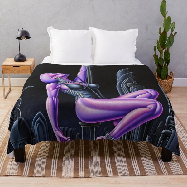 Item preview, Biomechanical hot sexy blue Alien woman Gothic heavy metal landscape art designed and sold by Vintage Designs +.
