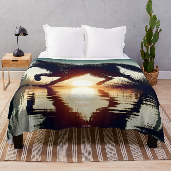 Item preview, Wolf Reflection and Sunset, Ai Generated Art designed and sold by ACC .