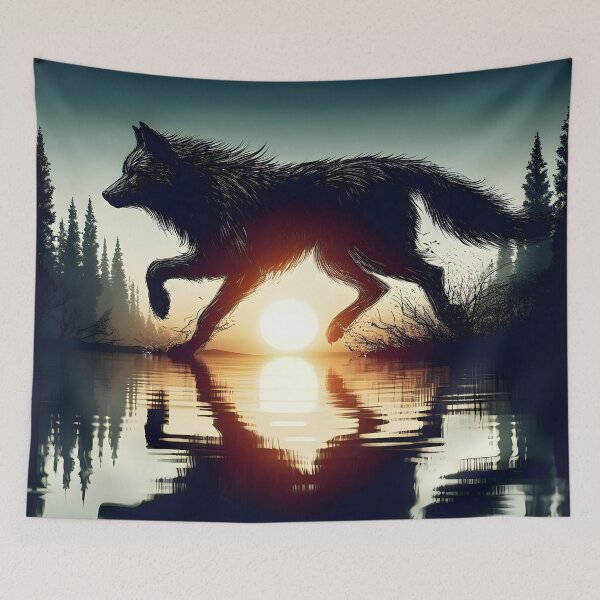 Item preview, Wolf Reflection and Sunset, Ai Generated Art  designed and sold by ACC .