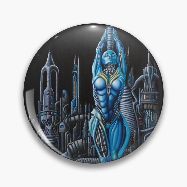Item preview,  Biomechanical hot sexy blue Alien woman Gothic heavy metal landscape art designed and sold by Vintage Designs +.