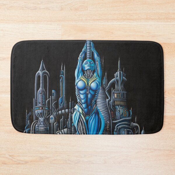 Item preview, Biomechanical hot sexy blue Alien woman Gothic heavy metal landscape art designed and sold by Vintage Designs +.