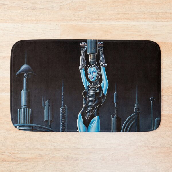 Item preview, Biomechanical hot sexy blue Alien woman Gothic heavy metal landscape art designed and sold by Vintage Designs +.