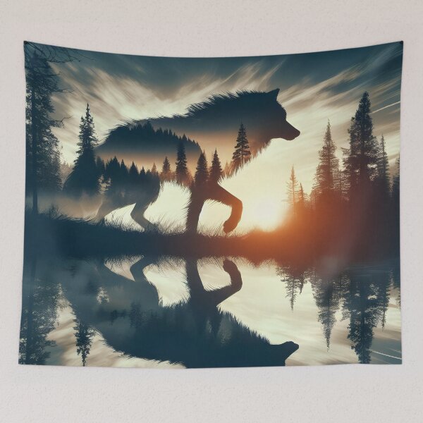 Item preview, Wolf Reflection and Sunset, Ai Generated Art  designed and sold by ACC .
