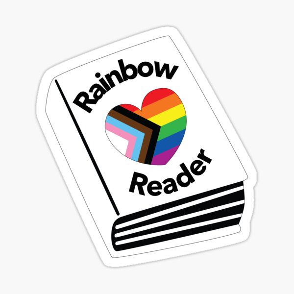 Aperçu de l'œuvre Rainbow Reader – Autocollant pour livre de fierté LGBTQ+ créée et vendue par UnhingedByMeg.
