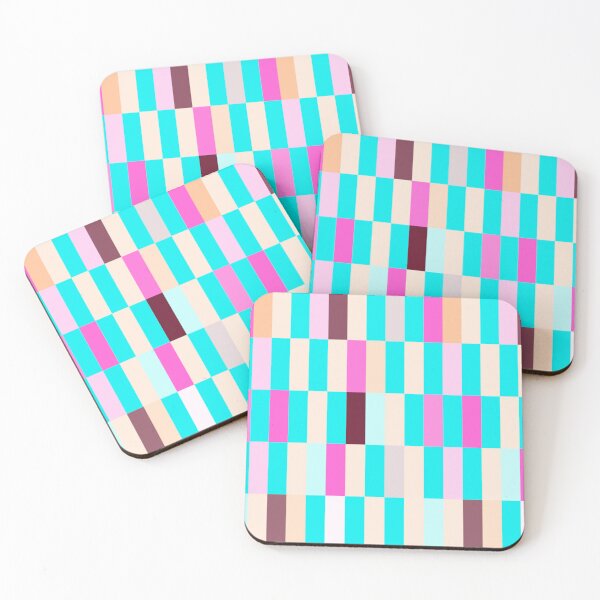 Item preview, Vibrant Neon Pop Geometric Stripes - Turquoise Tan Hot Pink Coffee designed and sold by wild.geranium.design.