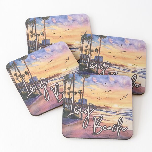 Item preview, Long Beach California Waterfront Sunset Print designed and sold by TuncGK.