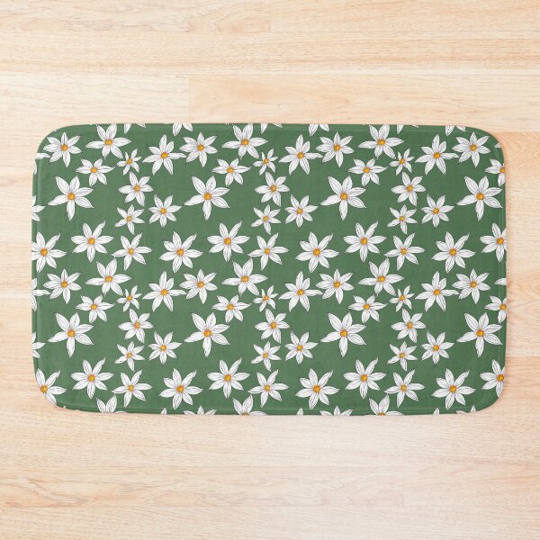Item preview, white edelweiss on green background designed and sold by PoppyLaneStudio.