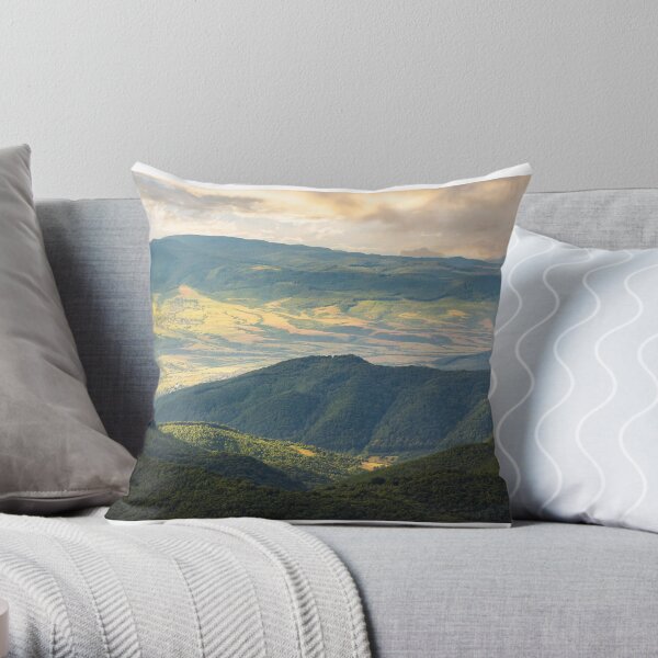 sun lit valley in afternoon Throw Pillow