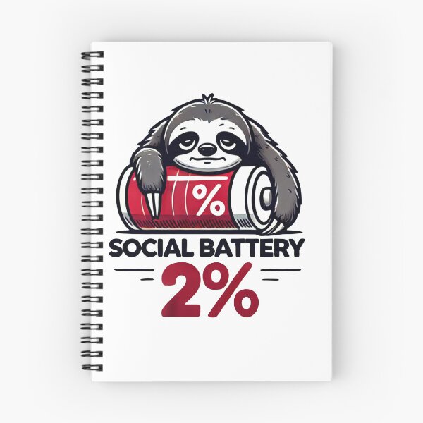 Item preview, Social Battery: 2% – Exhausted Sloth on a Battery designed and sold by MTeesGA.