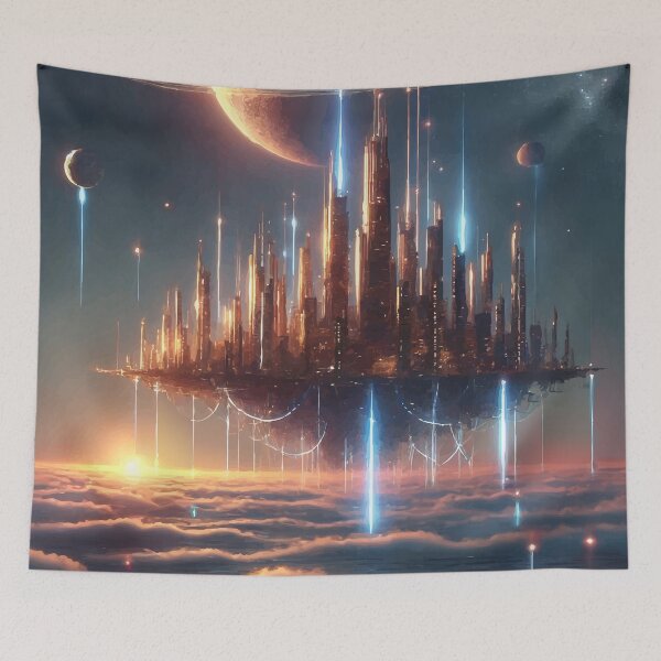 Item preview, Celestial City Above the Clouds: A Cosmic Dream designed and sold by AbstractAnom.