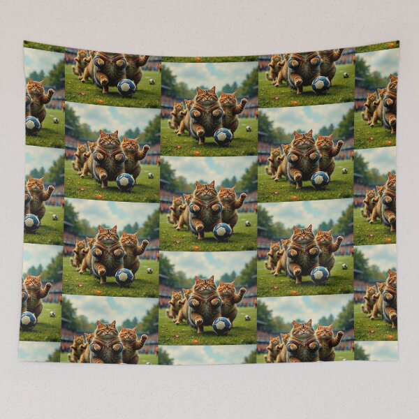 Item preview, Cute fat cats playing football  designed and sold by Dogandesighn.