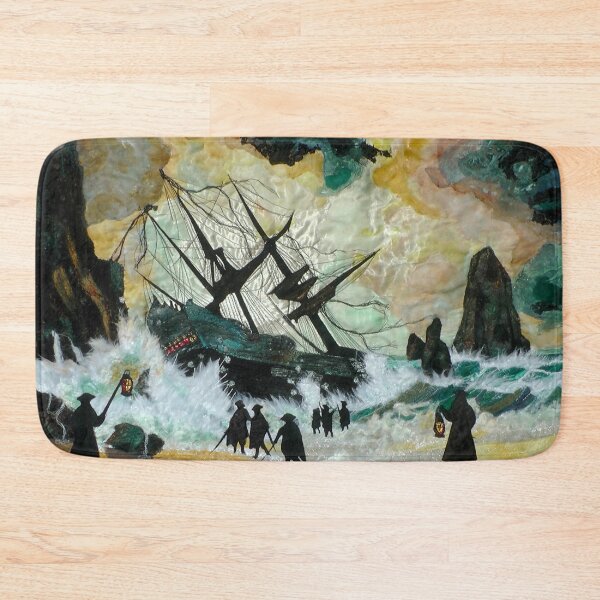 Item preview, Cornish wreckers wreck ship on rocks designed and sold by NisaKiley.