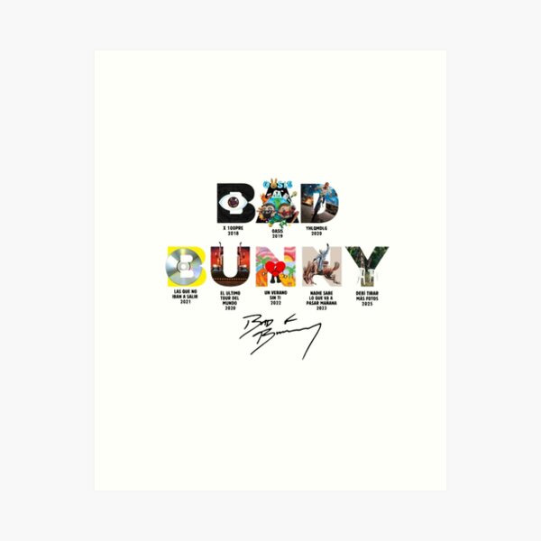 Vista previa del artículo con la obra «Albumes de bad bunny», diseñado y vendido por SgtsmilesS.