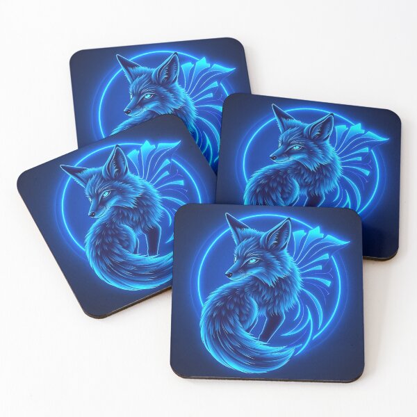 Item preview, Neon Cyber Fox – Futuristic Digital Art of a Glowing Blue Fox designed and sold by FusionCipher.