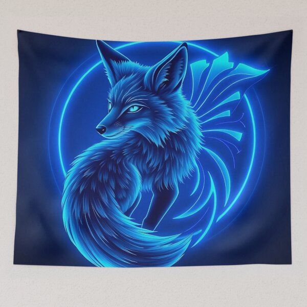 Item preview, Neon Cyber Fox – Futuristic Digital Art of a Glowing Blue Fox designed and sold by FusionCipher.