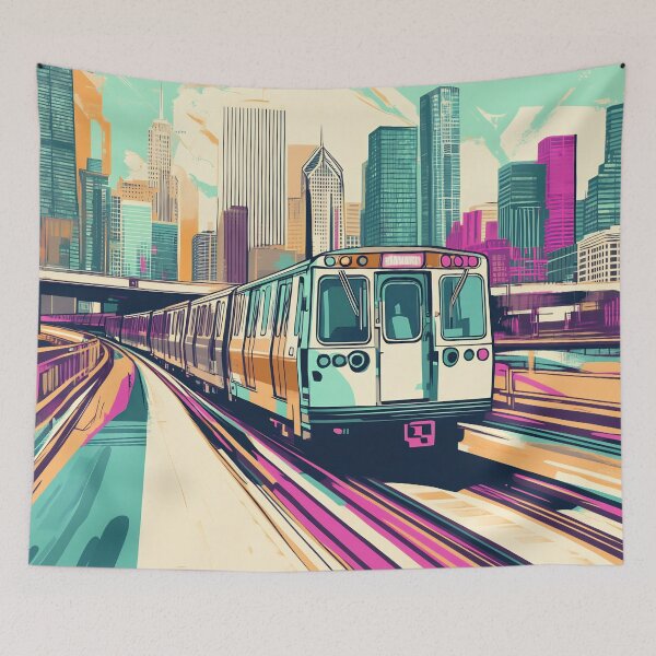 Item preview, Bright train moves through city designed and sold by anytka.