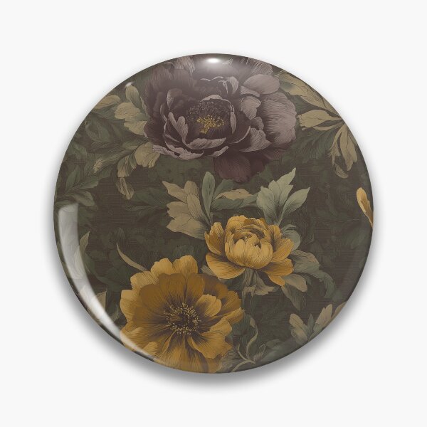 Item preview, dark Victorian florals in brown and yellow designed and sold by PoppyLaneStudio.
