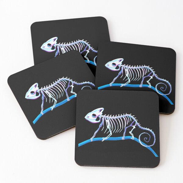 Item preview, Chameleon skeleton in blue, turquoise, pink and purple, on a stick designed and sold by katecheerycake.