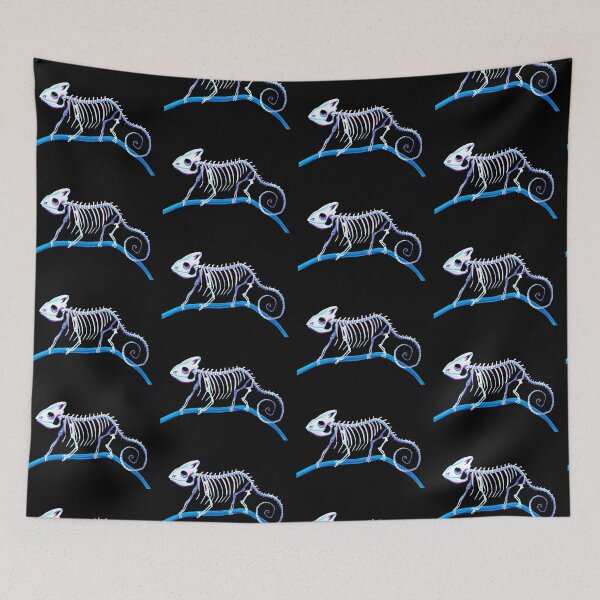 Item preview, Chameleon skeleton in blue, turquoise, pink and purple, on a stick designed and sold by katecheerycake.