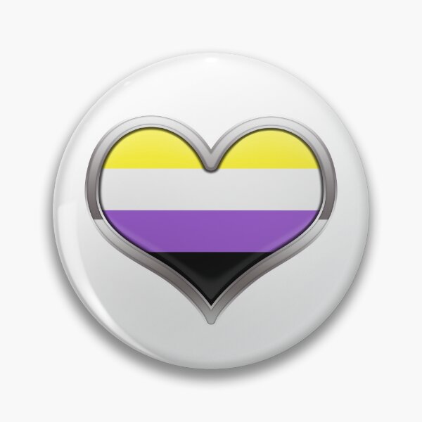 Item preview, Large Non-Binary Pride Flag Colored Heart with Chrome Frame designed and sold by LiveLoudGraphic.