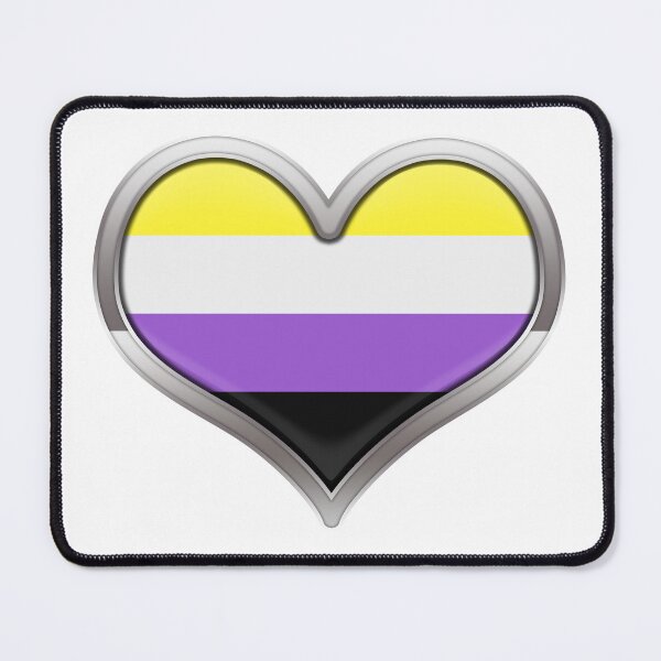 Item preview, Large Non-Binary Pride Flag Colored Heart with Chrome Frame designed and sold by LiveLoudGraphic.