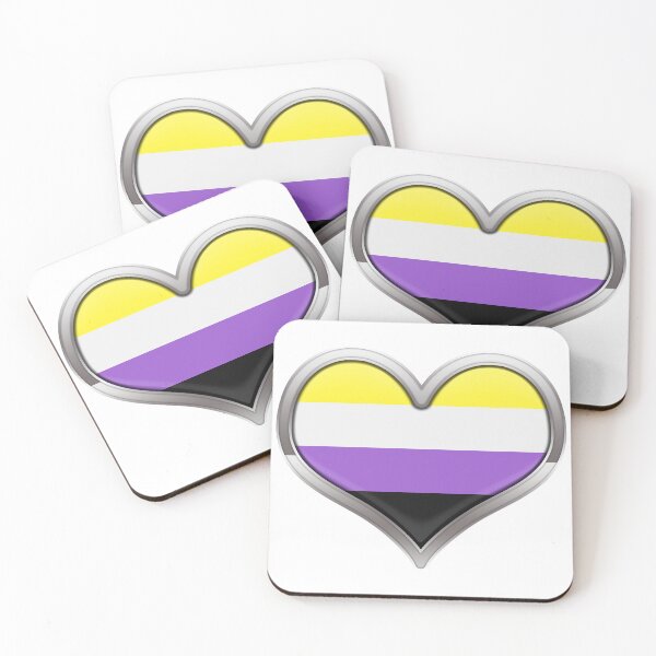 Item preview, Large Non-Binary Pride Flag Colored Heart with Chrome Frame designed and sold by LiveLoudGraphic.