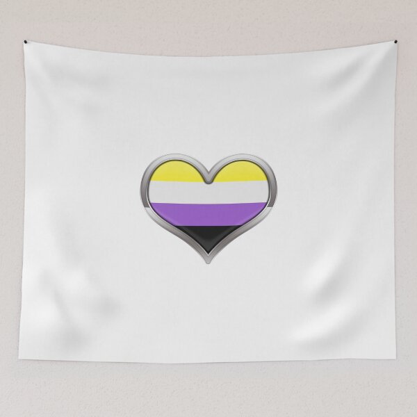 Item preview, Large Non-Binary Pride Flag Colored Heart with Chrome Frame designed and sold by LiveLoudGraphic.