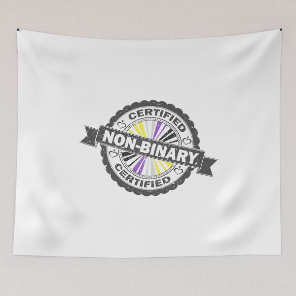 Item preview, Certified Non-Binary Pride Seal of Approval with Pride Flag Background designed and sold by LiveLoudGraphic.