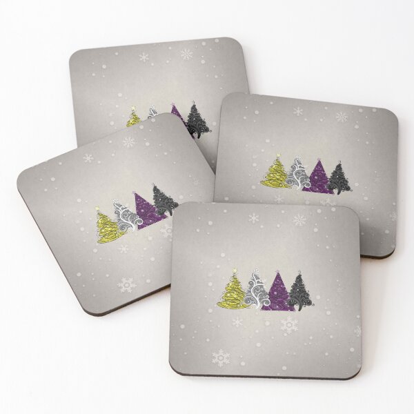 Item preview, Row of Four Non-Binary Pride Flag Christmas Trees designed and sold by LiveLoudGraphic.