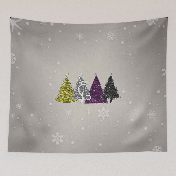 Item preview, Row of Four Non-Binary Pride Flag Christmas Trees designed and sold by LiveLoudGraphic.