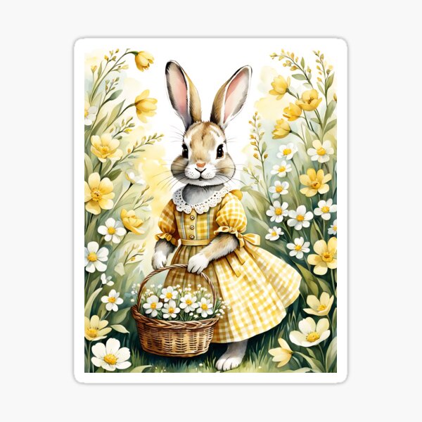 Item preview, Cute rabbit in yellow gingham designed and sold by ponted.