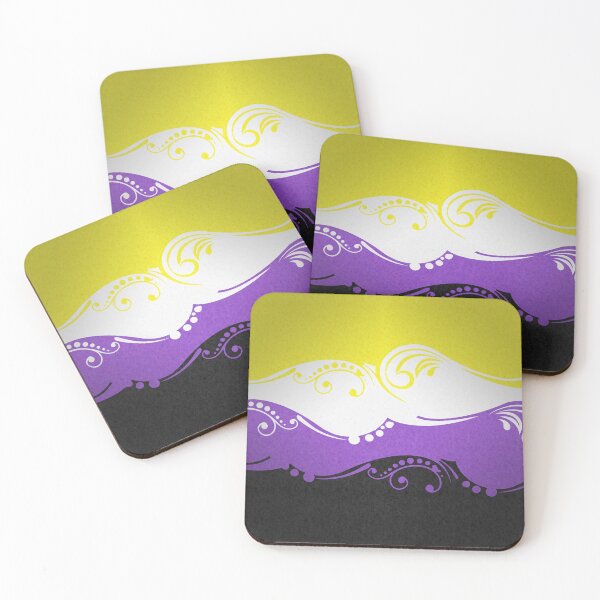 Item preview, Fancy Swooped and Swirled Non-Binary Pride Flag Background designed and sold by LiveLoudGraphic.