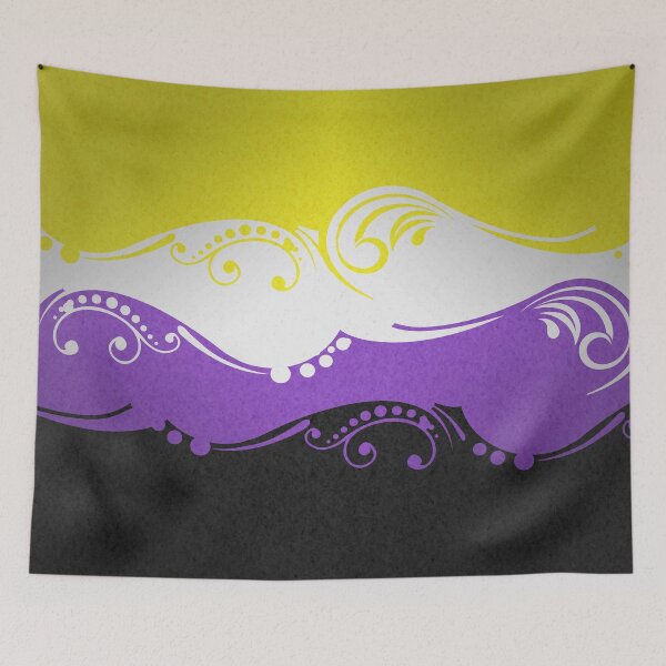 Item preview, Fancy Swooped and Swirled Non-Binary Pride Flag Background designed and sold by LiveLoudGraphic.