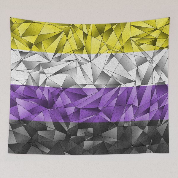 Item preview, Abstract Fractal Triangles Non-Binary Pride Flag Pattern designed and sold by LiveLoudGraphic.