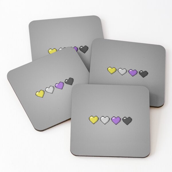 Item preview, Row of Four Non-Binary Pride Flag Pixel Hearts designed and sold by LiveLoudGraphic.