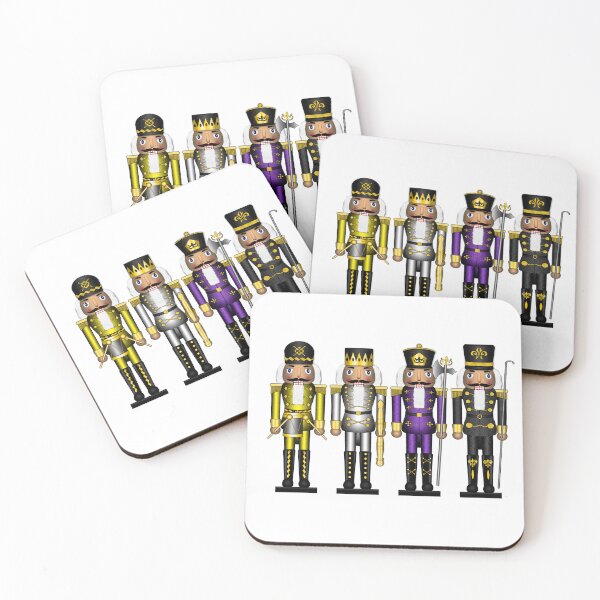 Item preview, Row of Five Non-Binary Pride Flag Winter Nutcrackers designed and sold by LiveLoudGraphic.