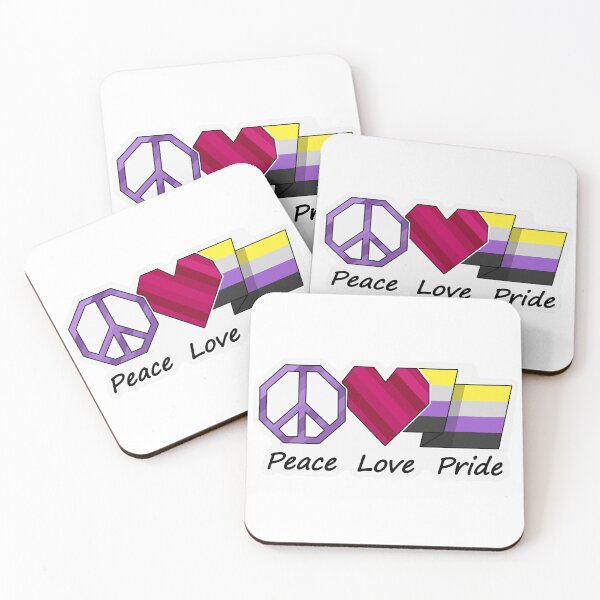 Item preview, Peace, Love, and Pride design in Non-Binary pride flag colors designed and sold by LiveLoudGraphic.
