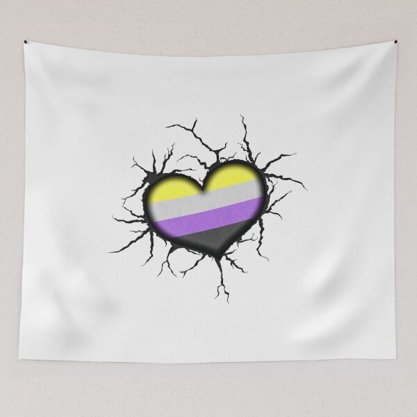 Item preview, Non-Binary Heart Thrown into Cracked surface designed and sold by LiveLoudGraphic.