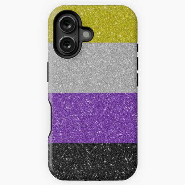 Faux Glitter Non-Binary Pride Flag Background iPhone Tough Case