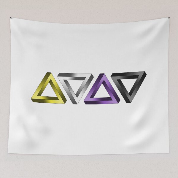 Item preview, Non-Binary Pride Flag Colored Twisted Triangles Optical Illusions designed and sold by LiveLoudGraphic.