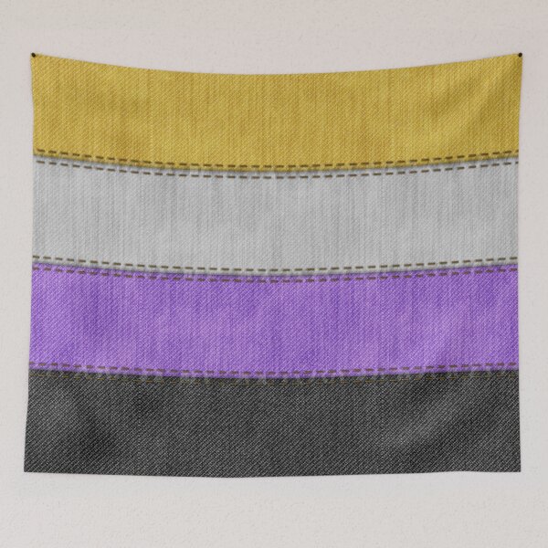 Item preview, Denim Textured Seamless Non-Binary Pride Flag Pattern designed and sold by LiveLoudGraphic.