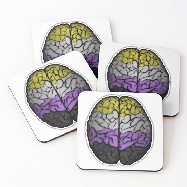 Item preview, Large Non-Binary Pride Flag Colored Brain Vector designed and sold by LiveLoudGraphic.