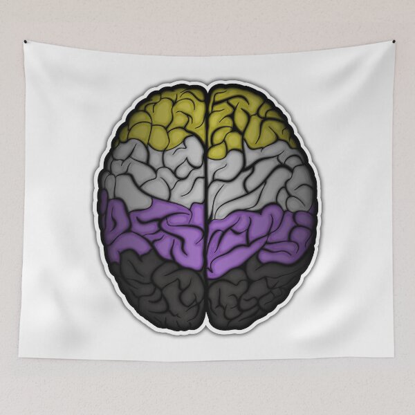 Item preview, Large Non-Binary Pride Flag Colored Brain Vector designed and sold by LiveLoudGraphic.