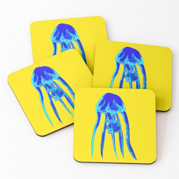 Item preview, Jellyfish: Blue on Yellow – Bright Sticker Design designed and sold by Vision Illustrated.