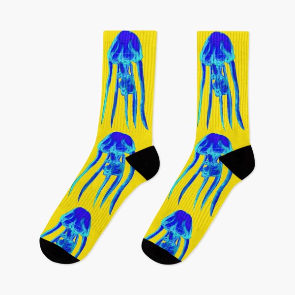 Item preview, Jellyfish: Blue on Yellow – Bright Sticker Design designed and sold by Vision Illustrated.