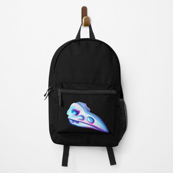 Item preview, 3 d raven skull in blue, pink, magenta and turquoise, on black border designed and sold by katecheerycake.