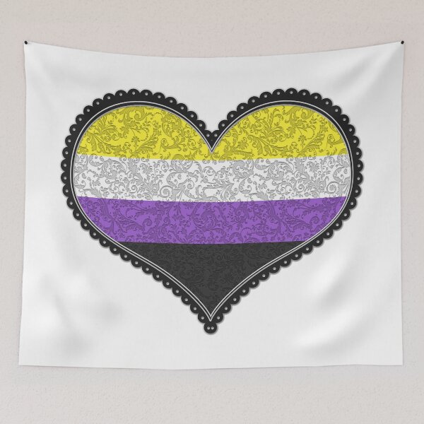 Item preview, Elegant Non-Binary Pride Decorative Heart in Pride Flag Colors designed and sold by LiveLoudGraphic.