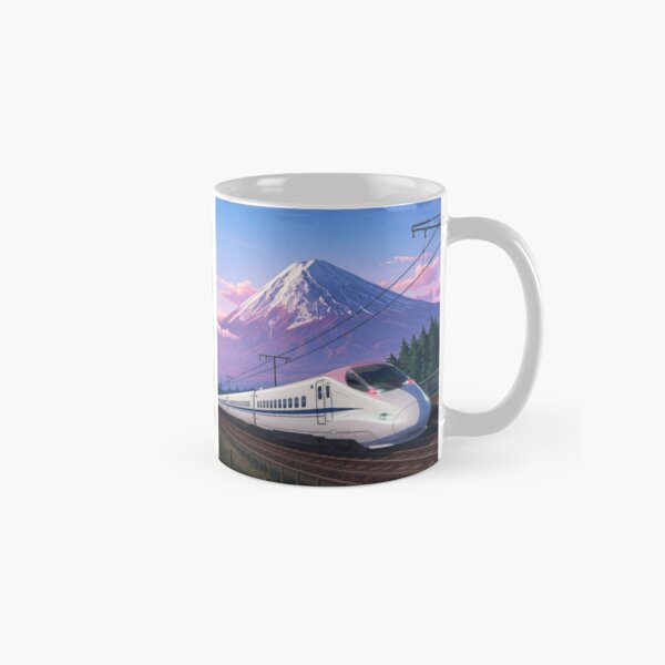 Vista previa del artículo con la obra «Tren y montaña con temática japonesa», diseñado y vendido por GingaDesigns.