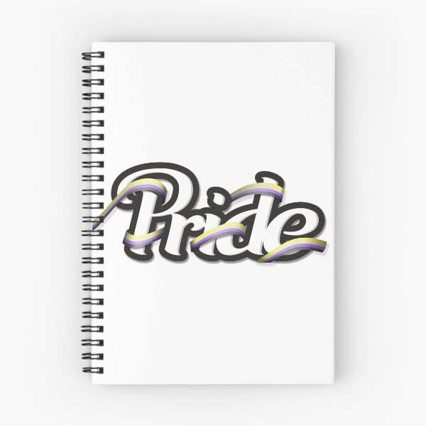 Item preview, Non-Binary pride flag colored ribbon wrapped around the letters of the word PRIDE designed and sold by LiveLoudGraphic.