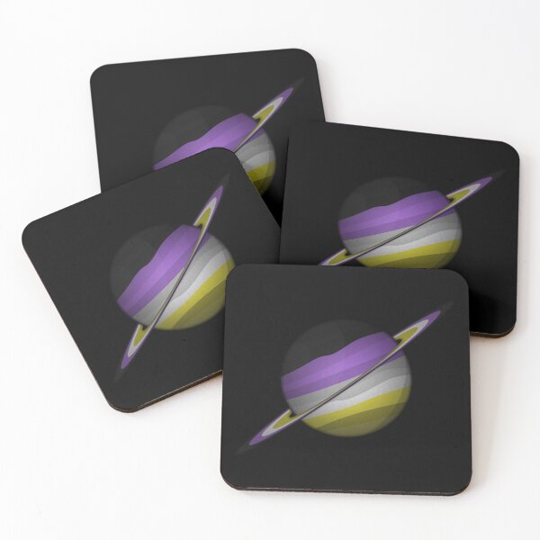 Item preview, Planet and Rings in Non-Binary Pride Flag Colors designed and sold by LiveLoudGraphic.